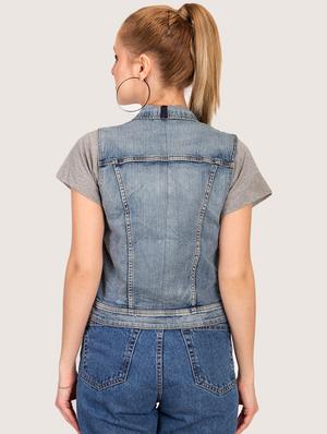 sleeveless button up denim jacket - 16187403 - Standard Image - 2