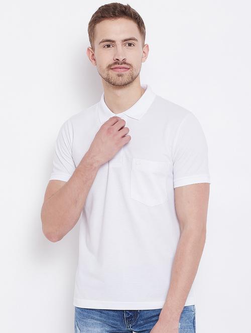white solid polo t-shirt - 16187518 - Standard Image - 1