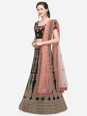 zari embroidered a-line lehenga - 16187992 - Standard Image - 2