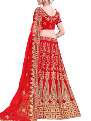 zari embroidered a-line lehenga - 16187994 - Standard Image - 2