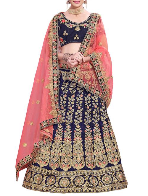 zari embroidered a-line lehenga - 16187996 - Standard Image - 1