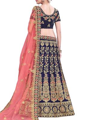 zari embroidered a-line lehenga - 16187996 - Standard Image - 2