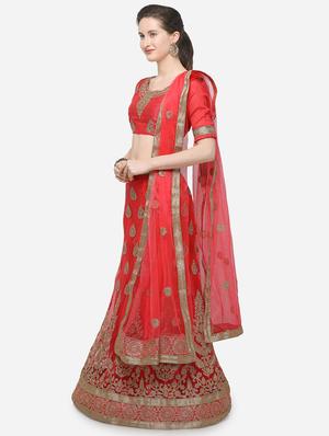 zari embroidered a-line lehenga - 16187999 - Standard Image - 2