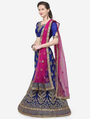 zari embroidered a-line lehenga - 16188001 - Standard Image - 2