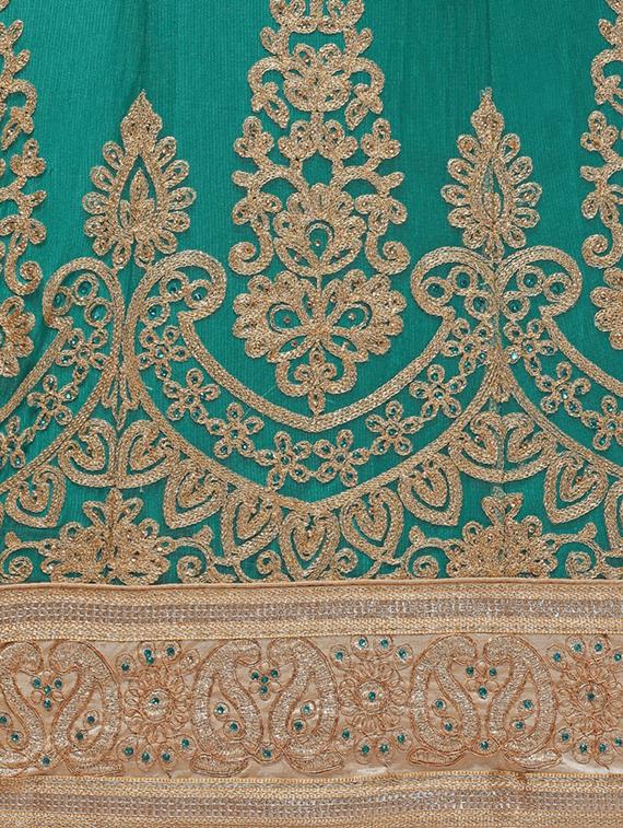 zari embroidered a-line lehenga - 16188003 - Zoom Image - 5