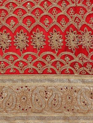 zari embroidered a-line lehenga - 16188004 - Standard Image - 5