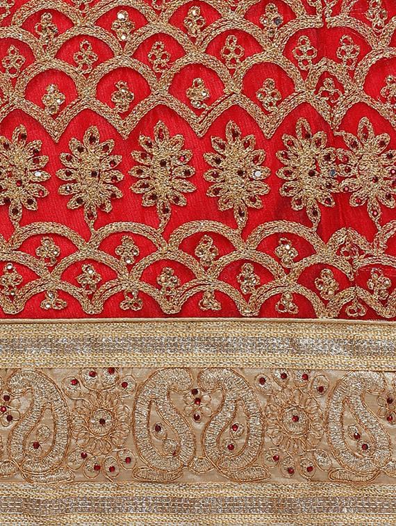 zari embroidered a-line lehenga - 16188004 - Zoom Image - 5