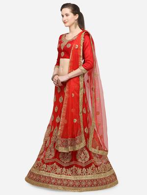 zari embroidered a-line lehenga - 16188010 - Standard Image - 2