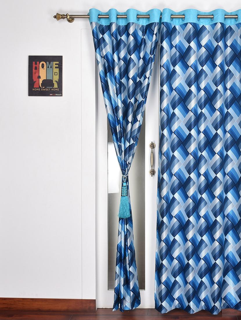 Cross Single Polyester Door Curtain - Blue - 16189268 - Zoom Image - 2