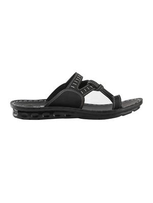 black leatherette slip on slippers - 16189961 - Standard Image - 2