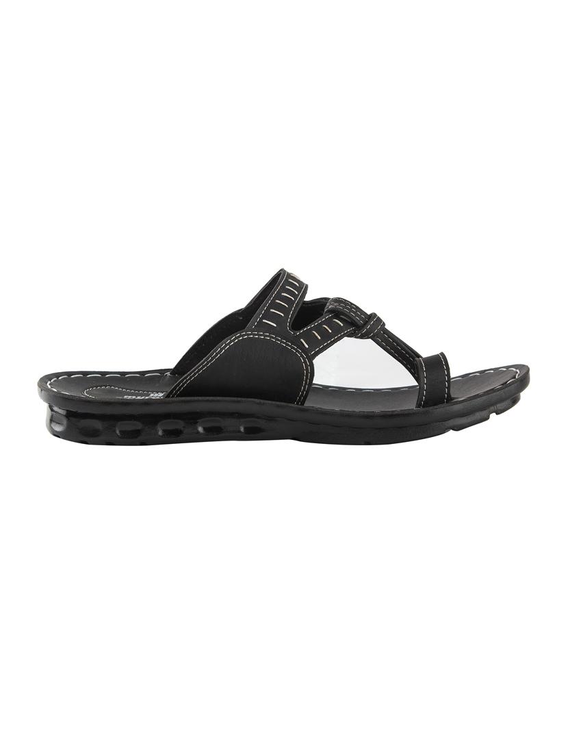 black leatherette slip on slippers - 16189961 - Zoom Image - 2