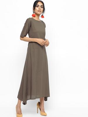 Solid flared kurta with printed jacket - 16190159 - Standard Image - 2