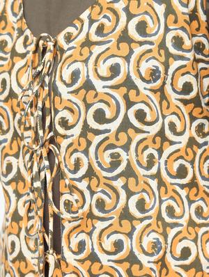 Solid flared kurta with printed jacket - 16190159 - Standard Image - 5