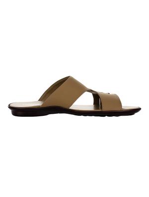 brown leatherette slip on slippers - 16191220 - Standard Image - 2