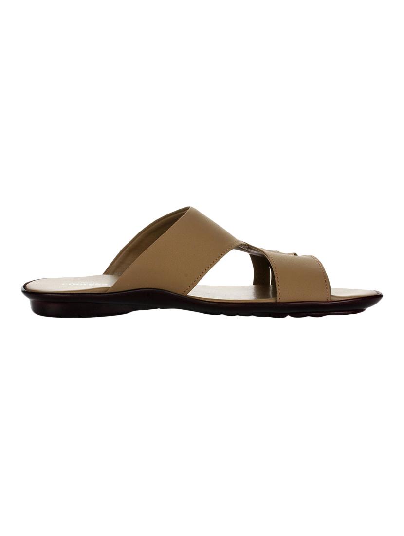 brown leatherette slip on slippers - 16191220 - Zoom Image - 2
