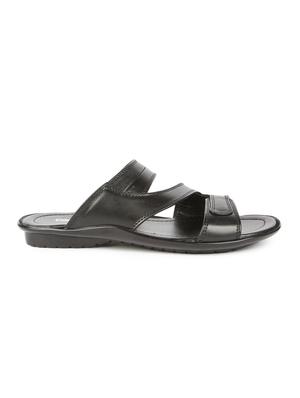 black leatherette slip on slippers - 16191243 - Standard Image - 2