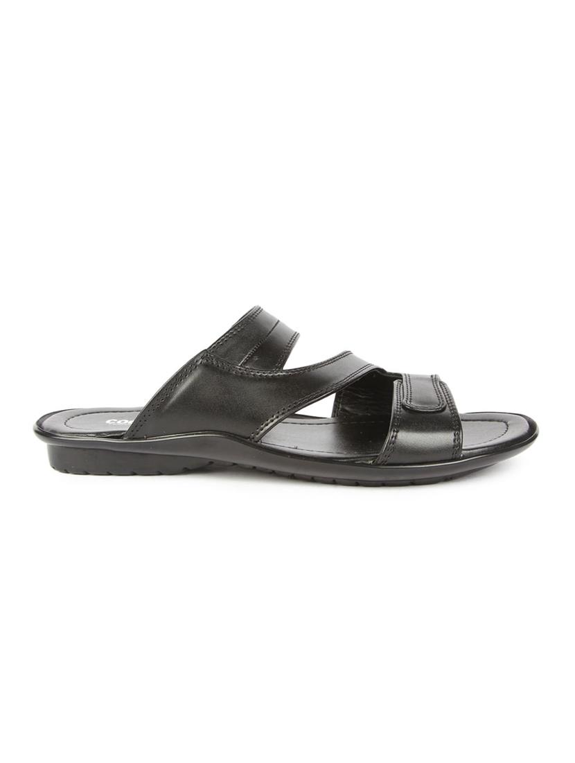 black leatherette slip on slippers - 16191243 - Zoom Image - 2