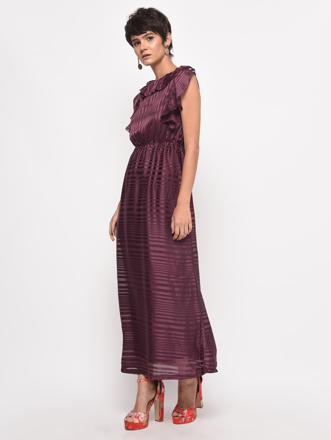 ruffle detail striped maxi dress - 16192775 - Zoom Image - 2