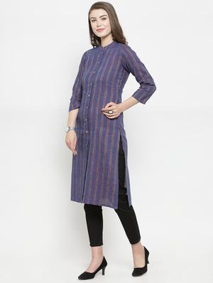 striped printed straight kurta - 16193800 - Standard Image - 2