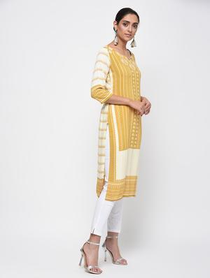 digital printed straight kurta - 16195236 - Standard Image - 2