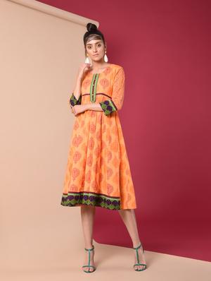 Printed flared kurta - 16195257 - Standard Image - 2