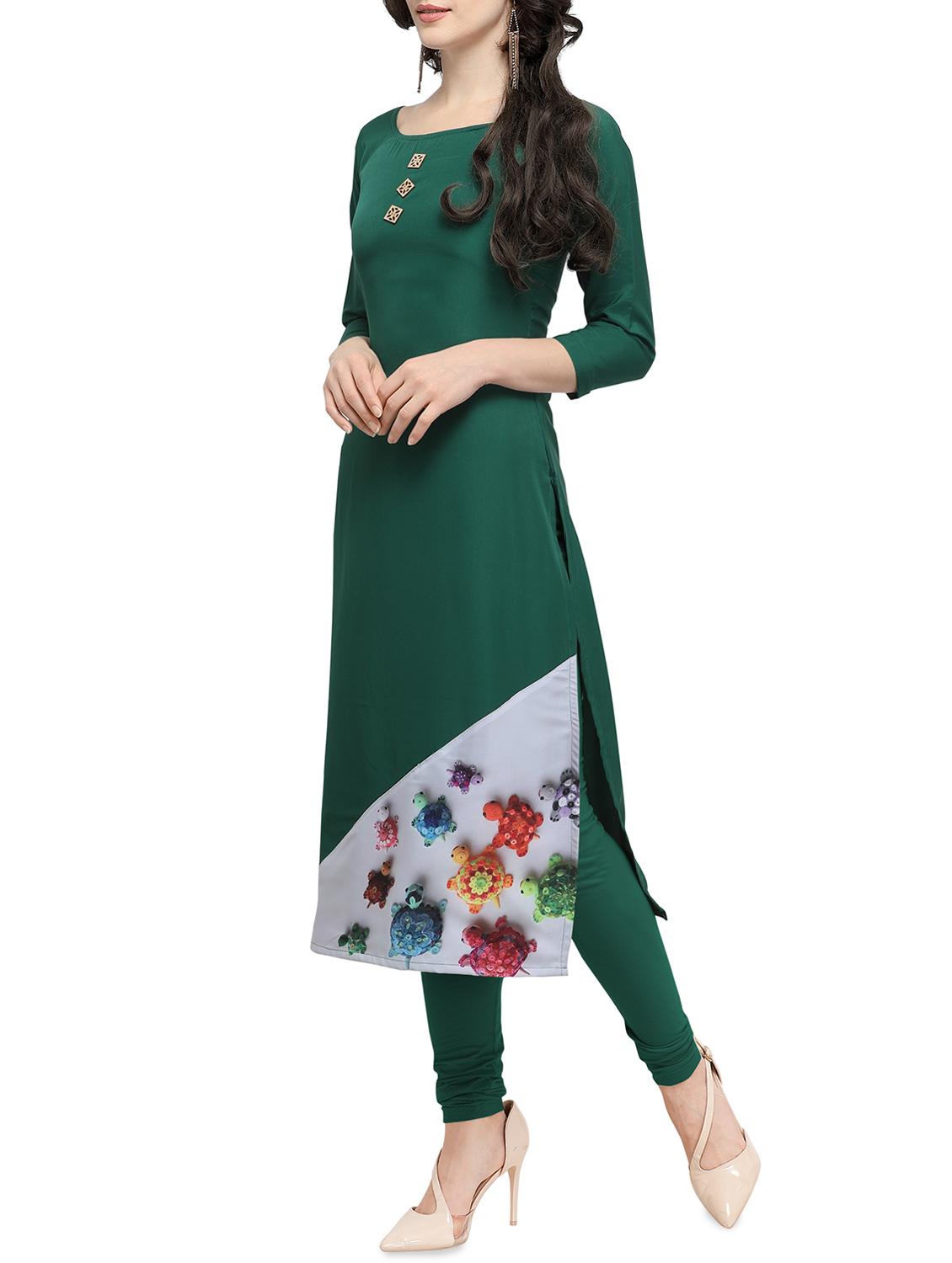 digital print straight solid kurta - 16195395 - Zoom Image - 2