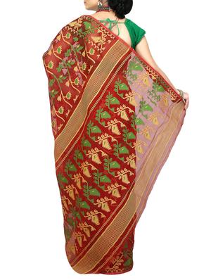 Self-design jamdani saree - 16196074 - Standard Image - 2