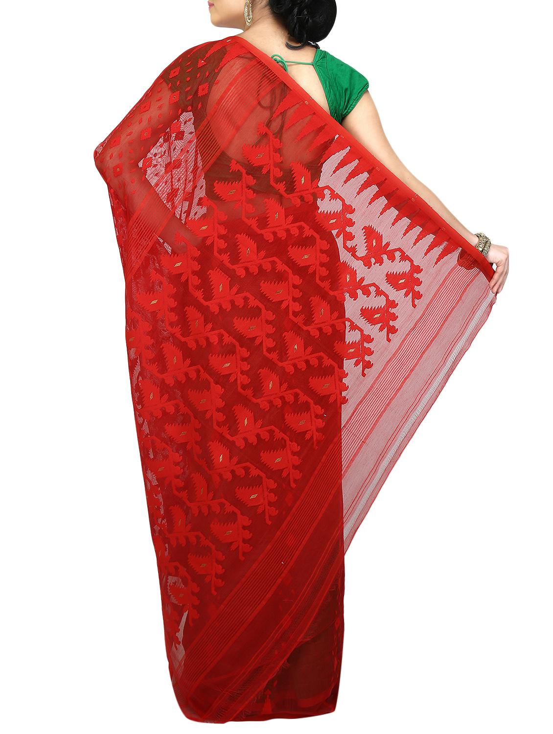 Self-design jamdani saree - 16196084 - Zoom Image - 2