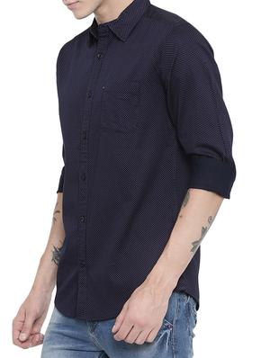 navy blue printed casual shirt - 16196308 - Standard Image - 2