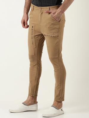 brown solid chinos - 16196660 - Standard Image - 2