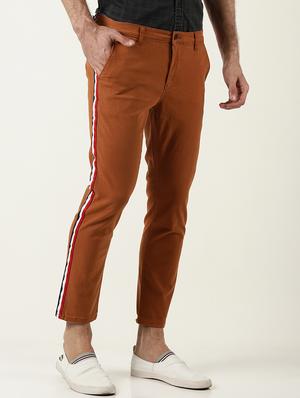 brown solid chinos - 16196661 - Standard Image - 2