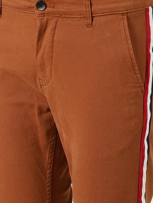 brown solid chinos - 16196661 - Standard Image - 5