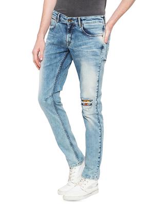 blue heavy washed patched jeans - 16197859 - Standard Image - 2