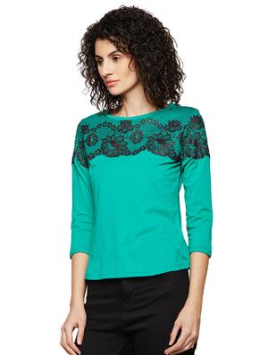 lace detailed round neck top - 16198418 - Standard Image - 2