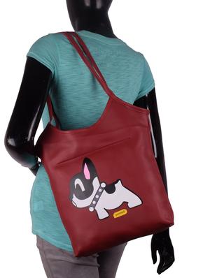 maroon leatherette (pu) regular handbag - 16198587 - Standard Image - 5