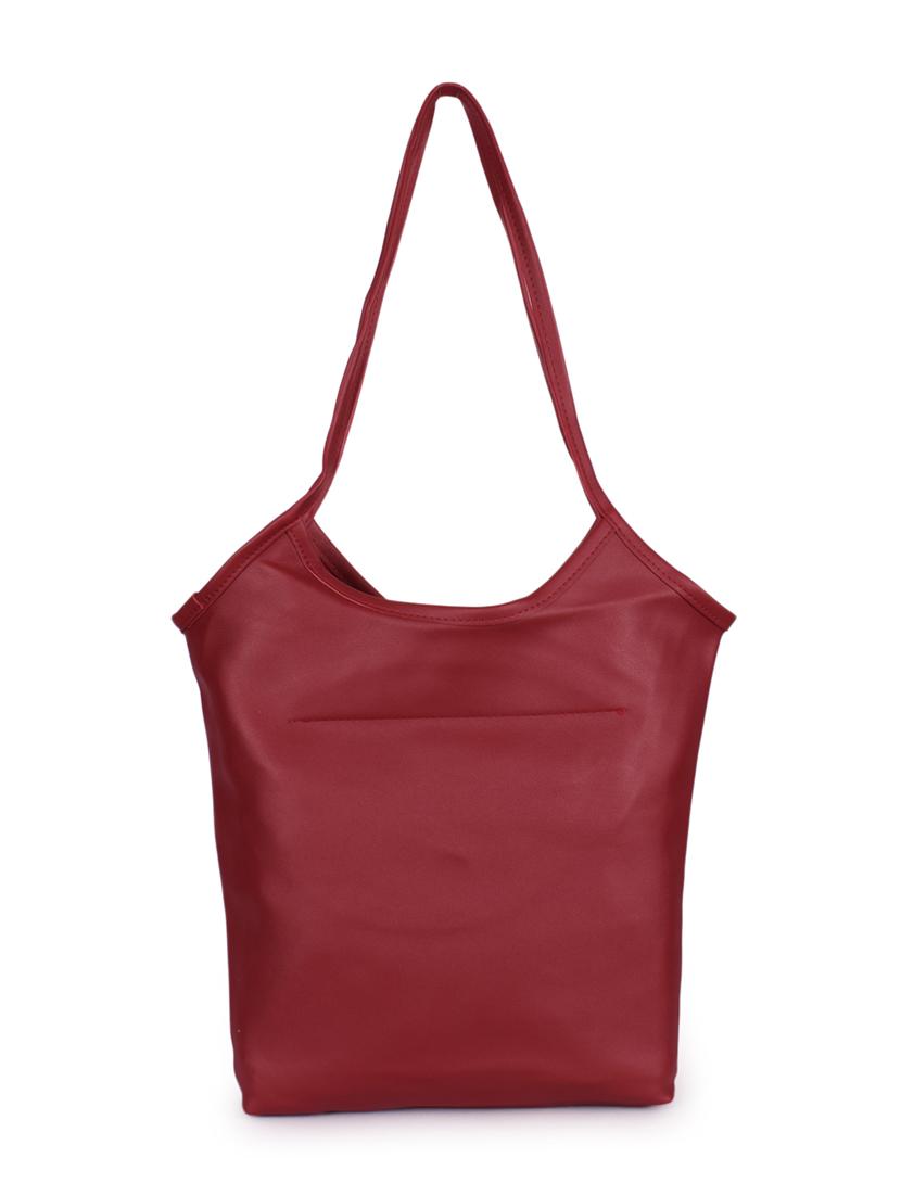 maroon leatherette (pu) regular handbag - 16198587 - Zoom Image - 2