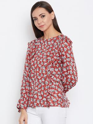 ruffle detail floral top - 16198964 - Standard Image - 2