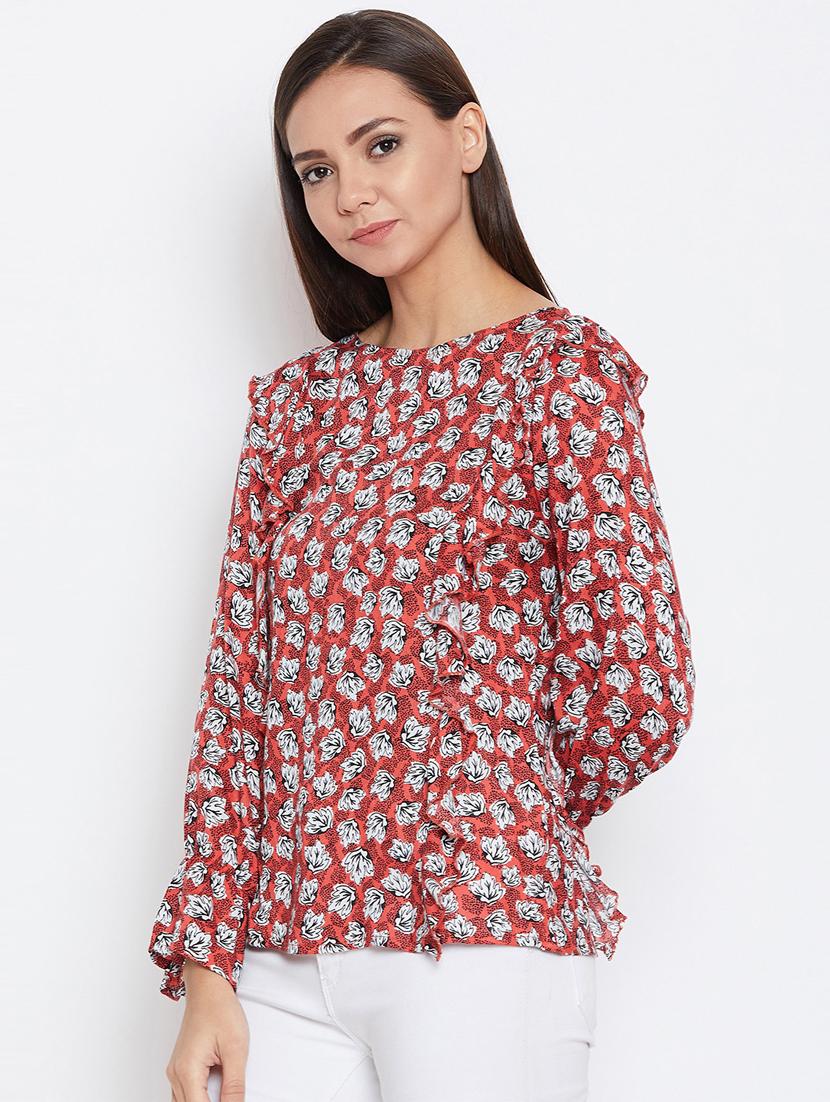 ruffle detail floral top - 16198964 - Zoom Image - 2