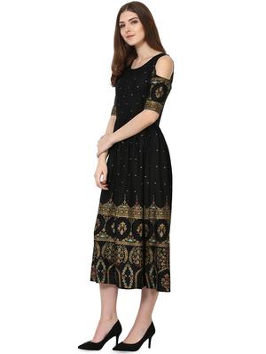 cold shoulder gathered a-line dress - 16200600 - Standard Image - 2