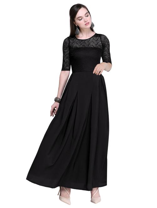 lace detail pleated maxi dress - 16200629 - Standard Image - 1