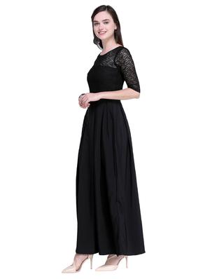 lace detail pleated maxi dress - 16200629 - Standard Image - 2