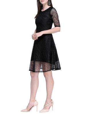 round neck laced a-line dress - 16200631 - Standard Image - 2