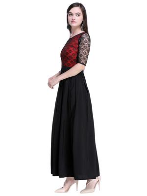 lace detail pleated maxi dress - 16200635 - Standard Image - 2