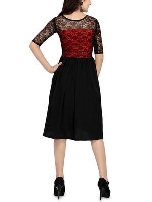 floral lace detail flared dress - 16200644 - Standard Image - 2