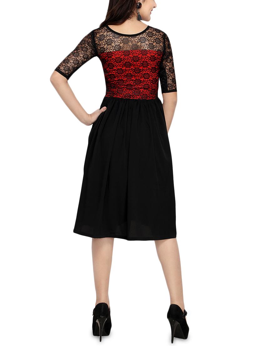 floral lace detail flared dress - 16200644 - Zoom Image - 2