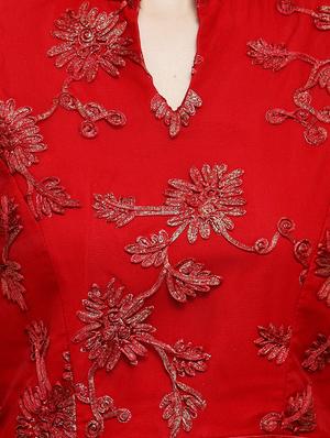 mandarin neck embroidered gown - 16201091 - Standard Image - 5