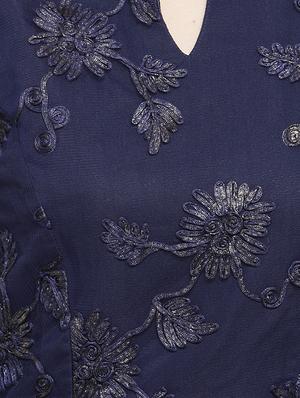 mandarin neck embroidered gown - 16201092 - Standard Image - 5