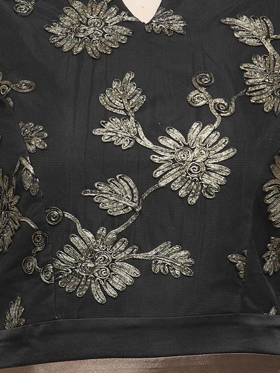 mandarin neck embroidered gown - 16201093 - Zoom Image - 5
