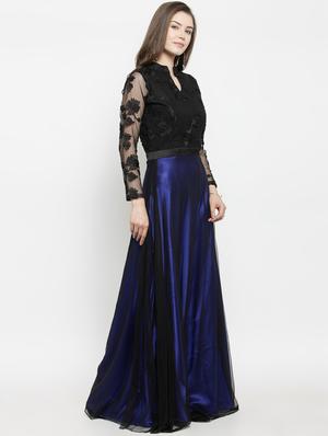 mandarin neck embroidered gown - 16201094 - Standard Image - 2