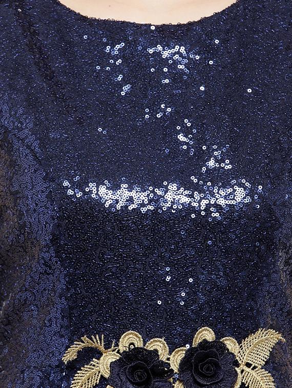 floral appliqued sequined maxi dress - 16201099 - Zoom Image - 5